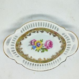 Dresden Germany porcelein Reticulated Trinket Dish